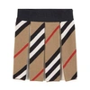 Burberry Pleated Skirt In Wool Blend With Striped Pattern In Beige