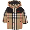 BURBERRY BURBERRY BEIGE CRISSY CHECKED PUFFER JACKET,8040997