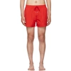 Paul Smith Stripe-embroidered Recycled-polyamide Swim Shorts In 25 Red