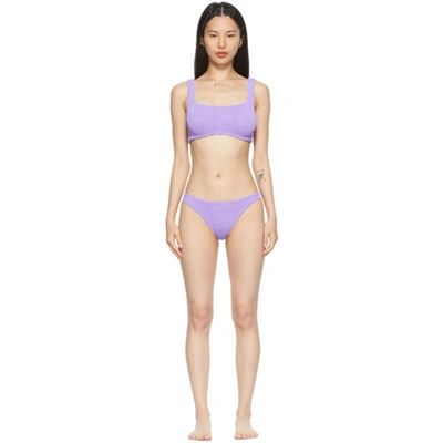 Hunza G Purple Cropped Xandra Bikini In Purple-lt