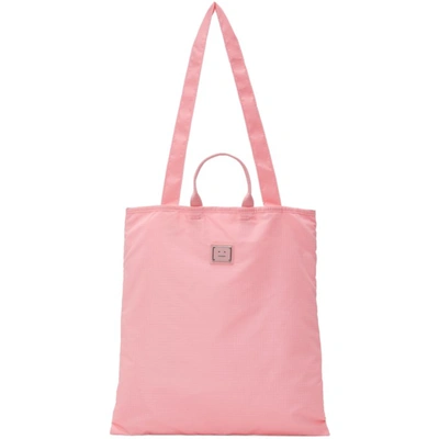 Acne Studios Awen Face-patch Shell Tote Bag In Bright Pink