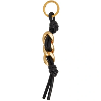 Bottega Veneta Knotted Leather And Gold-tone Keyring In Black