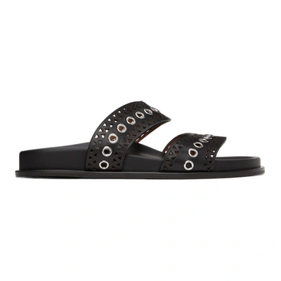 Alaïa Eyelet Detail Sandals In Black