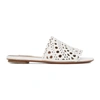 Alaïa Laser Cut Leather Slide Sandals In White