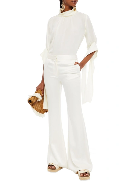 Jw Anderson Draped Silk Crepe De Chine Blouse In White