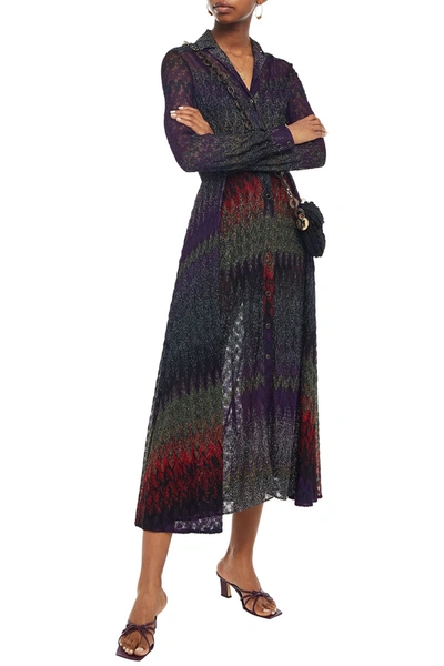 Missoni Metallic Jacquard-knit Midi Shirt Dress In Multi