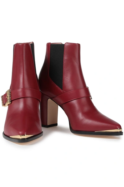 Alberta Ferretti Leather Ankle Boots In Red