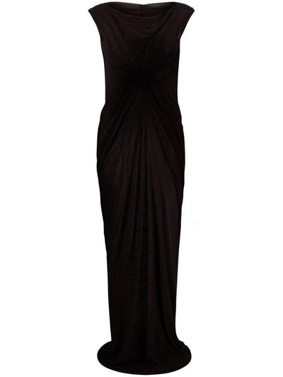 Rick Owens Black Sleeveless Draped Gown