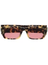 Palm Angels Tortoiseshell Rectangle-frame Sunglasses In Black
