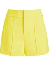 Alice And Olivia Dylan High Waist Pintuck Shorts In Yellow