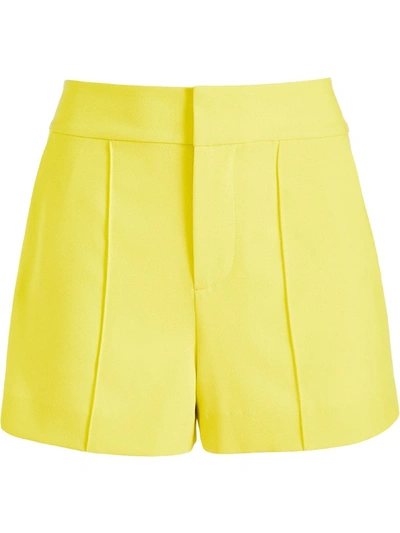 Alice And Olivia Dylan High Waist Pintuck Shorts In Yellow