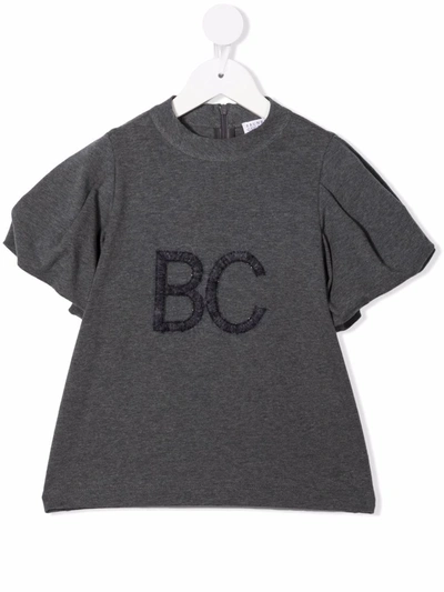 Brunello Cucinelli Kids' Logo-embroidered T-shirt In Grey
