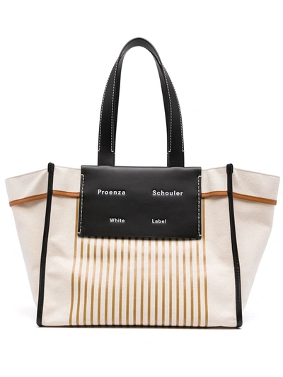 Proenza Schouler White Label Large Morris Striped Tote Bag In Natural