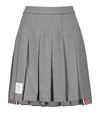Thom Browne Striped Pleated Miniskirt In Grey