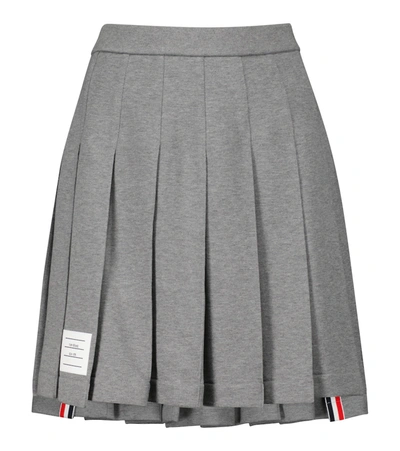 Thom Browne Grey High Waist Patch Pleated Mini Skirt