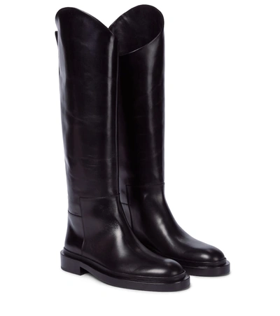Jil Sander Calf-length Leather Boots In Black