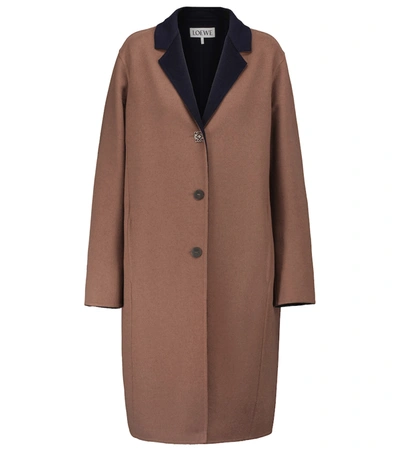 Loewe Anagram Wool And Cashmere Coat In Brown