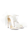 Jimmy Choo Aveline 100 Bow-embellished Grosgrain Sandals In White
