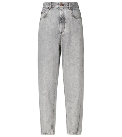 Brunello Cucinelli Stonewashed Tapered Jeans In Light Grey