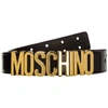 Moschino Logo Belt With Gold-tone Hardware In Black