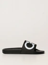 FERRAGAMO FLAT SANDALS GROOVY SALVATORE FERRAGAMO RUBBER SANDALS WITH GANCINI LOGO,01B827 744127 002