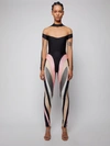 Mugler Illusion Neckline Color-block Bodysuit Black And Nude