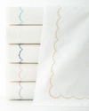 Matouk Twin Scallops Embroidered Duvet Cover In White/lagoon