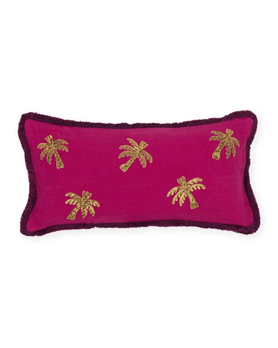 Joanna Buchanan Palm Tree Embroidered Pillow, Berry
