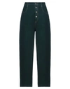 Mm6 Maison Margiela Rihanna High Waist Cotton Denim Jeans In Dark Green