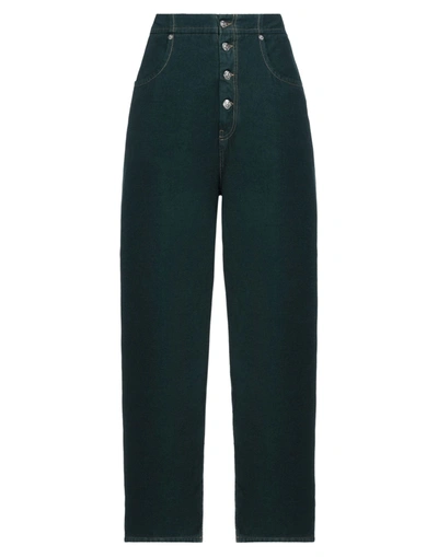 Mm6 Maison Margiela Rihanna High Waist Cotton Denim Jeans In Dark Green