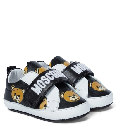 Moschino Baby Leather Trainers In Black
