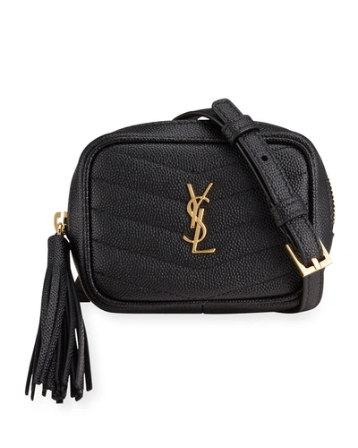 Saint Laurent Lou Baby Ysl Quilted Grain De Poudre Belt Bag In Black