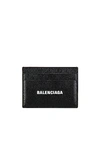 Balenciaga Logo-print Grained Leather Card Holder Accessories In Black & White