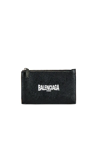 Balenciaga Teen Skate Logo Print Zip Card Holder In Black