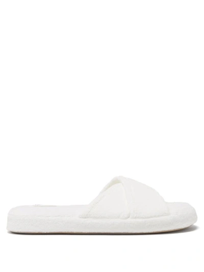 Skin Kyoto Crossover-strap Organic-cotton Terry Slides In White