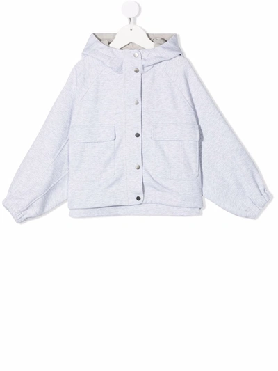 Brunello Cucinelli Jersey Hooded Jacket (4-11 Years) In 灰色