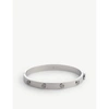 Tory Burch Miller Logo-charm Bangle Bracelet In Tory Silver