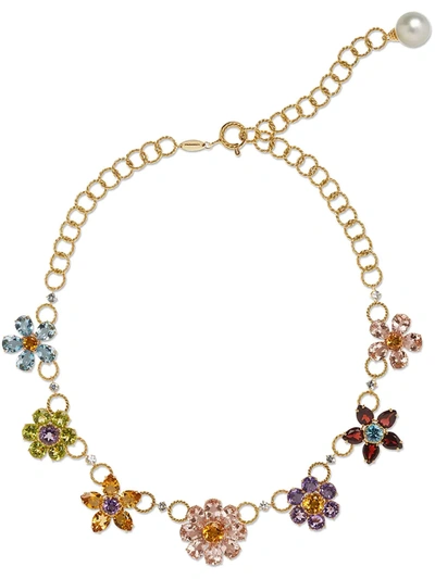 Dolce & Gabbana 18kt Yellow Gold Embellished Floral Necklace