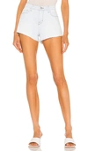 L'agence Audrey Mr Off White Light Distressed Denim Short In Bleach Down