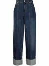 ALEXANDER MCQUEEN CONTRAST-STITCHING WIDE-LEG JEANS