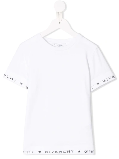 Givenchy Kids' Logo Trim T-shirt In White