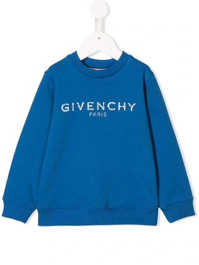 Givenchy Kids' Logo Print Sweatshirt In Blue