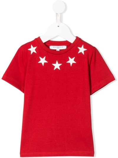 Givenchy Kids' Star Neck T-shirt In Red