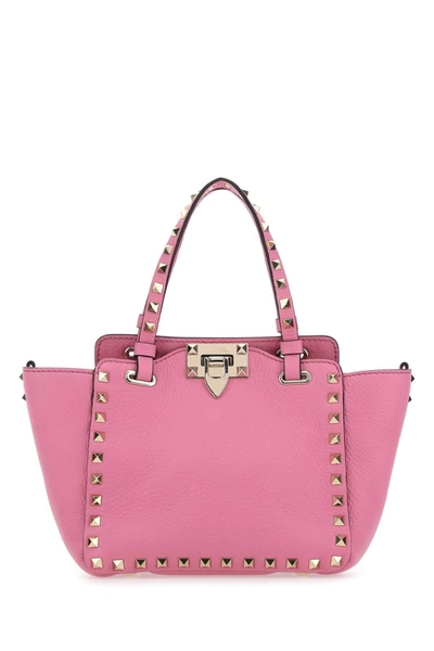 Valentino Garavani Mini Rockstud Leather Tote Bag In Pink
