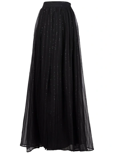 Brunello Cucinelli Sequin-embellished Silk Skirt In Black