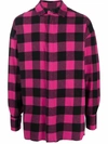 Palm Angels Curved Logo Flannel Overshirt In Pink