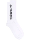 Palm Angels Vertical Logo Cotton Socks In White