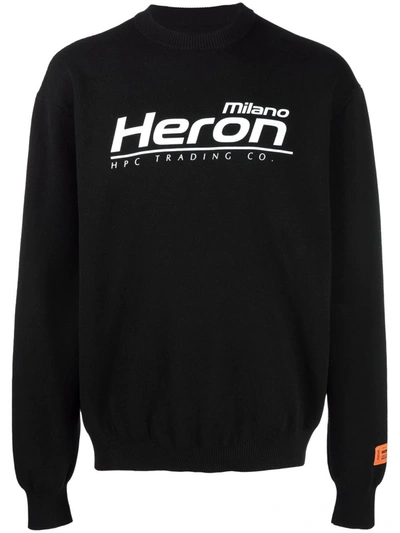 Heron Preston Logo Intarsia Cotton Knit Sweater In Black