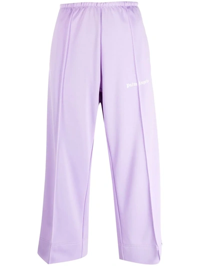 Palm Angels Womens Lilac White Relaxed-fit Mid-rise Jersey Jogging Bottoms Xl In Pink & Purple
