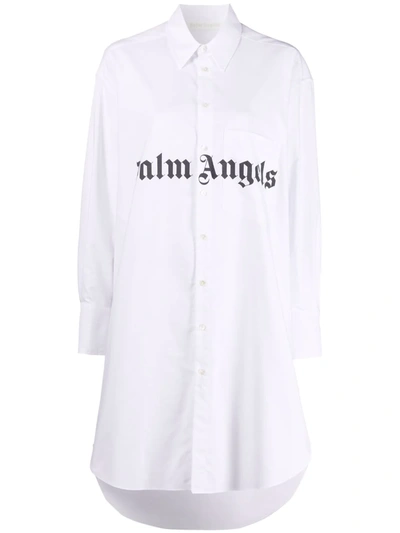 Palm Angels Logo印花衬衫裙 In White